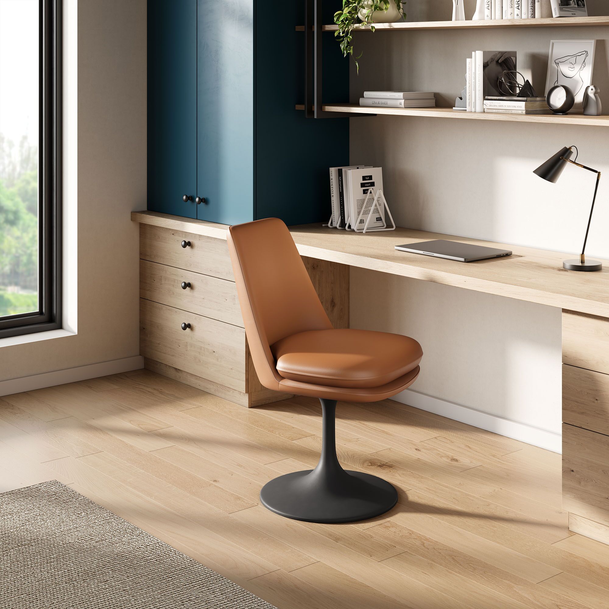Lippa Swivel Dining Vegan Leather Side Chair by Modway - Image 9