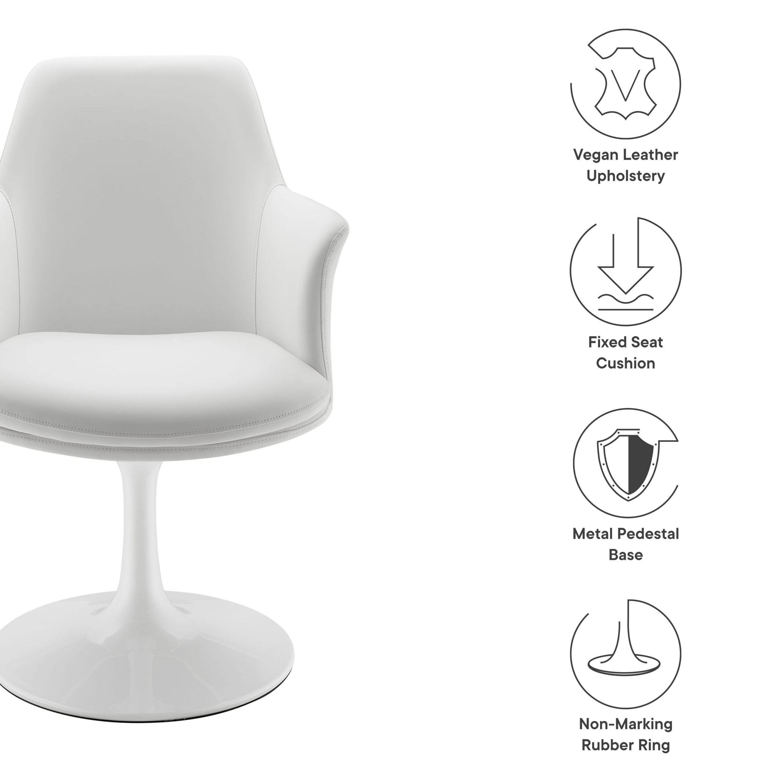 Lippa Swivel Dining Vegan Leather Armchair by Modway - Image 3