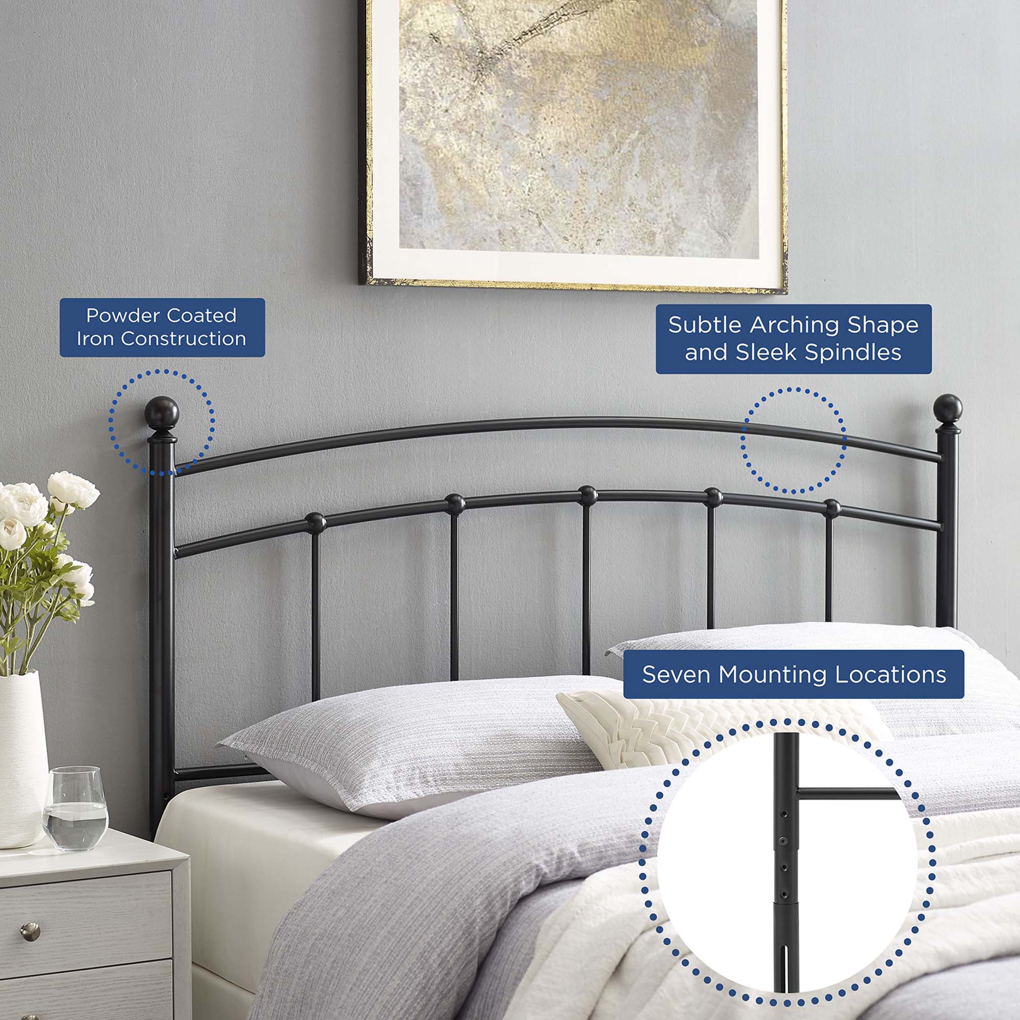 Abigail Metal Queen Headboard by Modway - Image 5