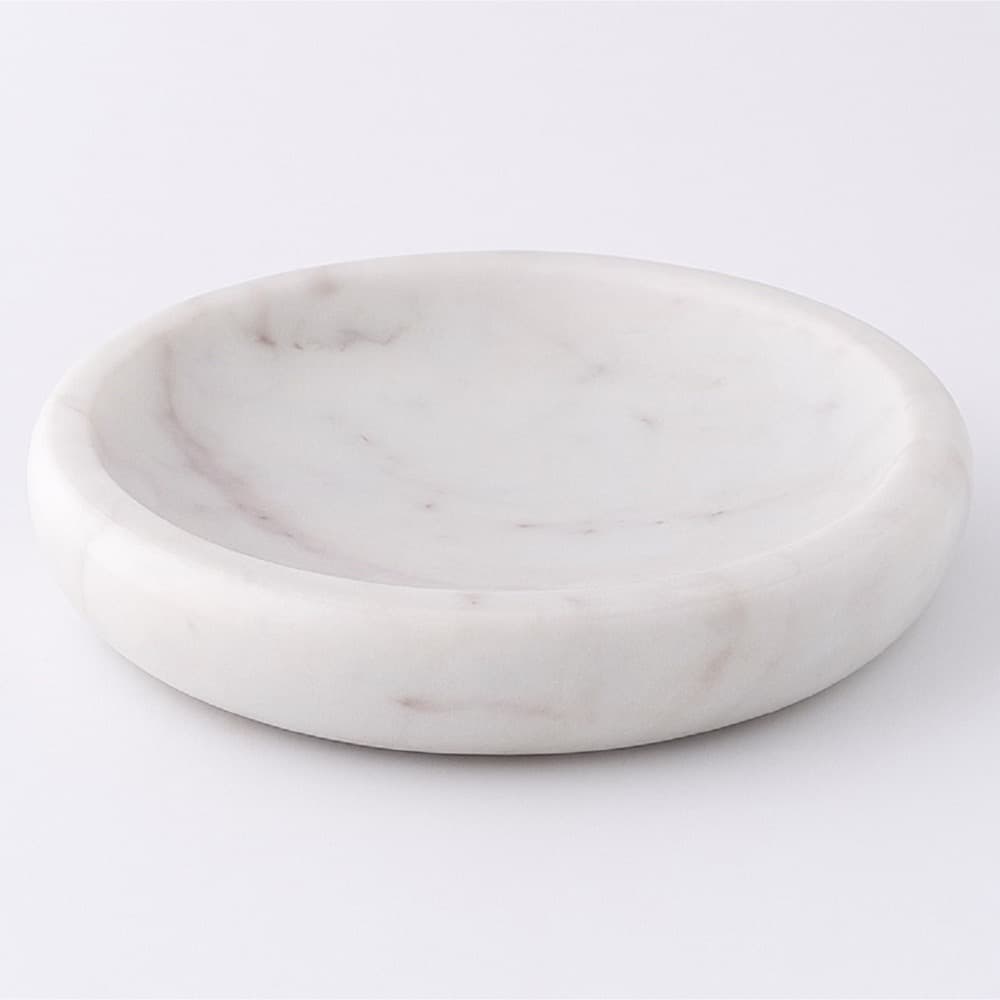 White Marble Large Round Tray by BIDKhome