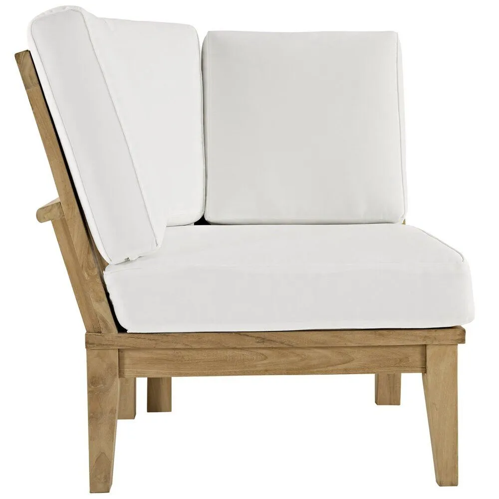 Marina Outdoor Patio Teak Corner Sofa in Natural White by Modway - Image 2