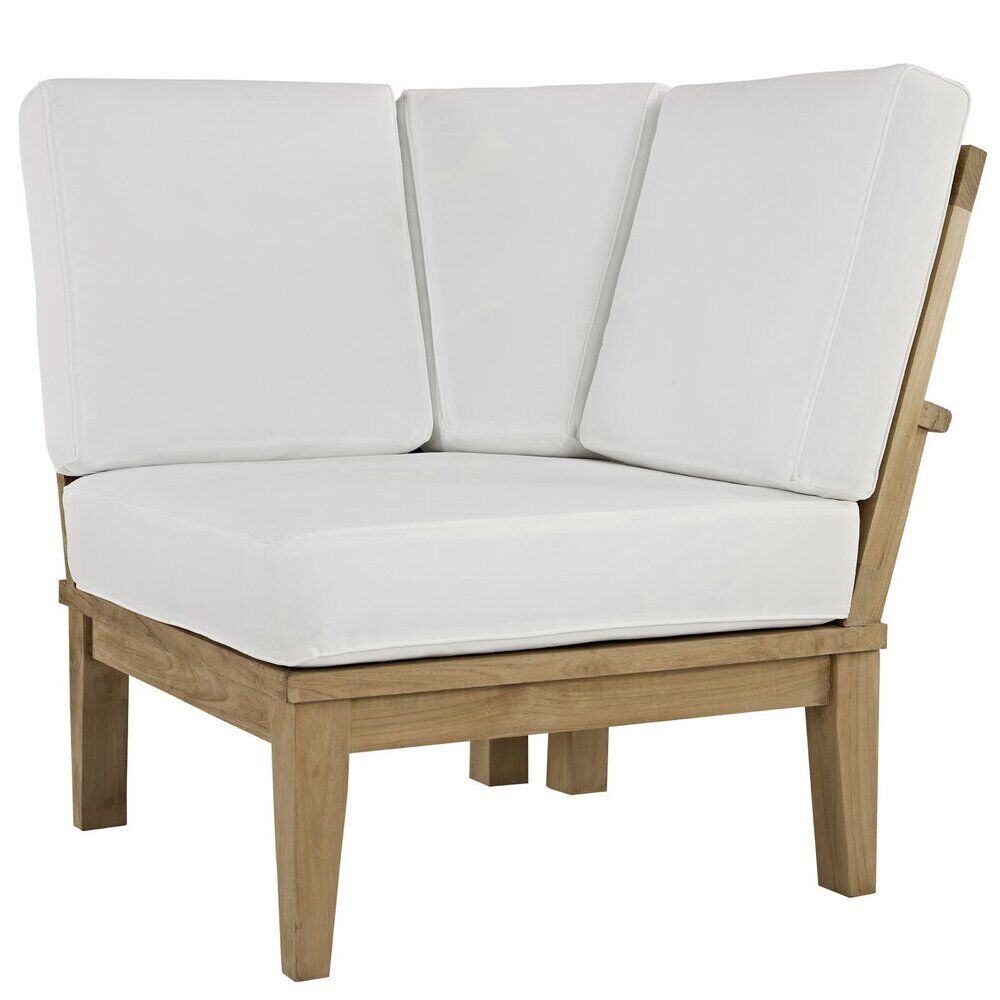 Marina Outdoor Patio Teak Corner Sofa in Natural White by Modway - Image 3