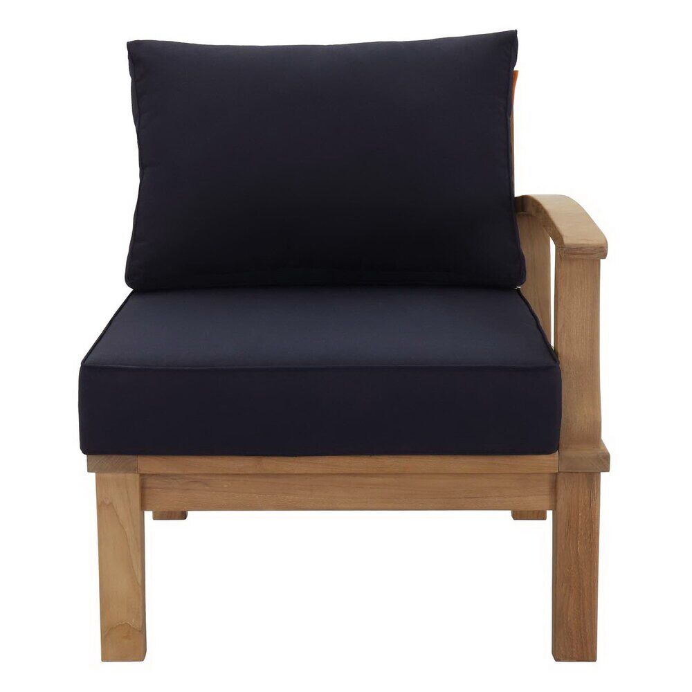 Marina Outdoor Patio Teak Right-Facing Sofa in Natural Navy by Modway - Image 5