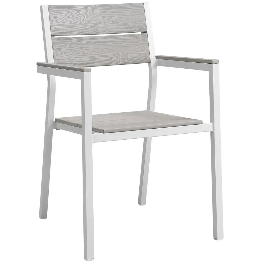 Maine 5 Piece Outdoor Patio Dining Set in White Light Gray by Modway - Image 2