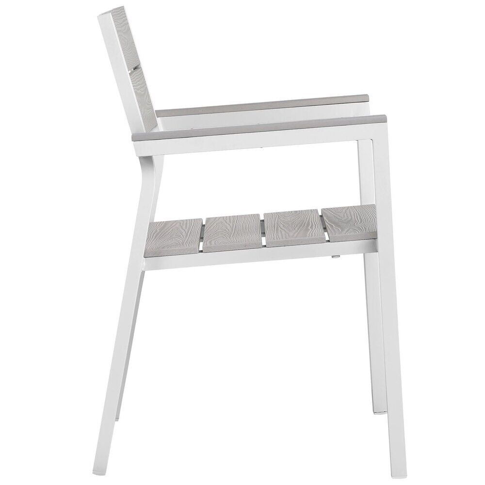 Maine 5 Piece Outdoor Patio Dining Set in White Light Gray by Modway - Image 3