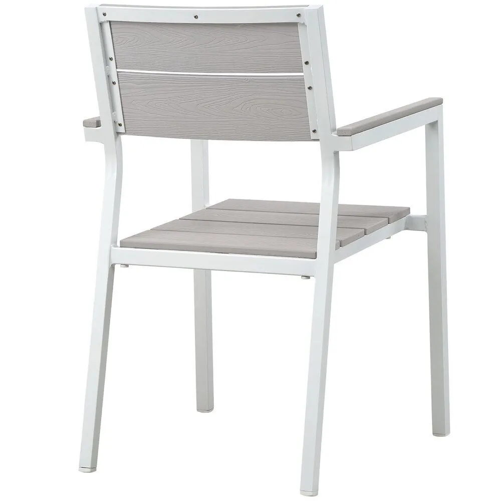 Maine 5 Piece Outdoor Patio Dining Set in White Light Gray by Modway - Image 4