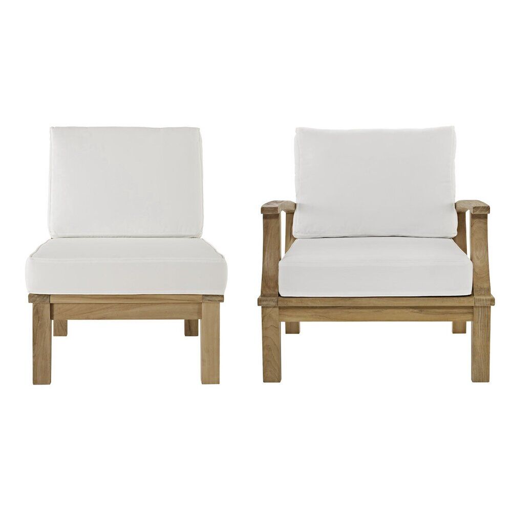 Marina 2 Piece Outdoor Patio Teak Set in Natural White by Modway