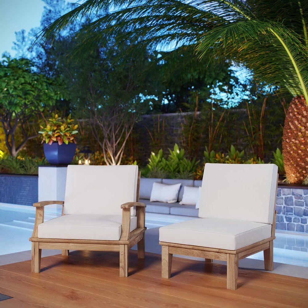 Marina 2 Piece Outdoor Patio Teak Set in Natural White by Modway - Image 5