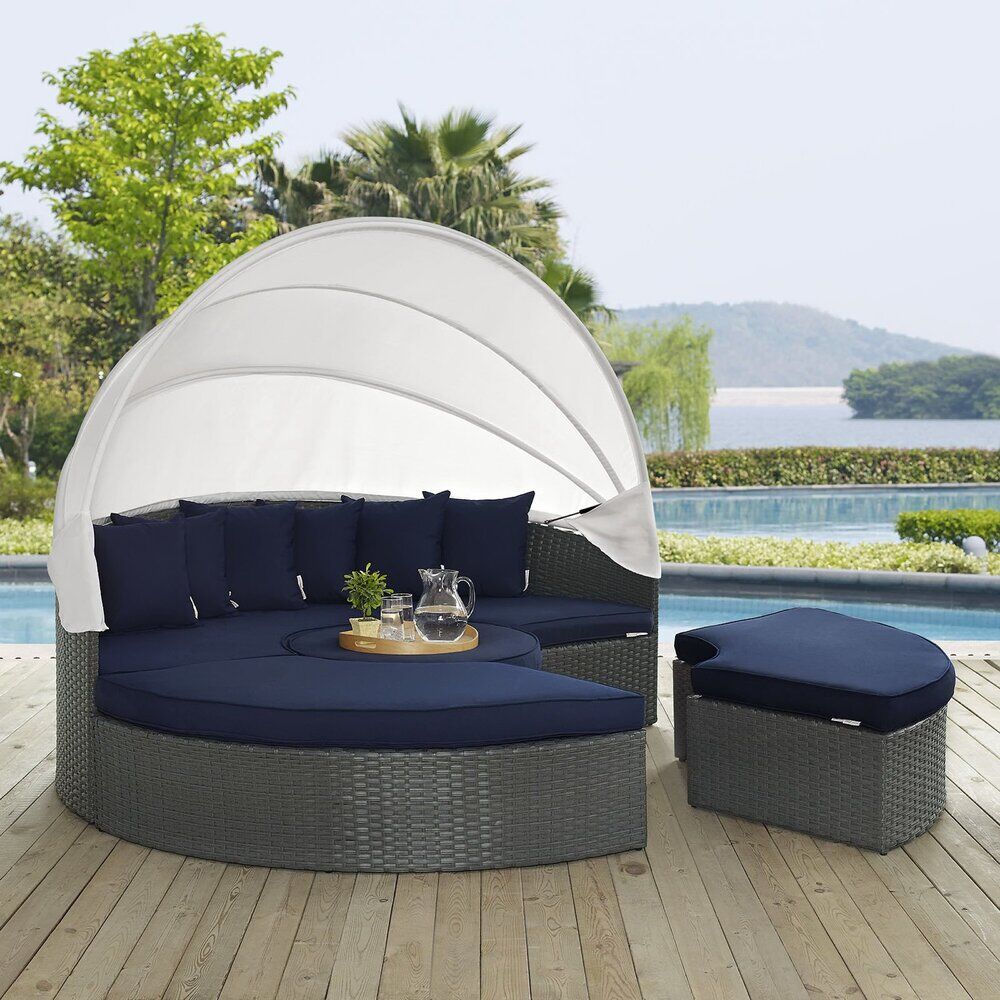 Sojourn Outdoor Patio Sunbrella® Daybed in Canvas Navy by Modway - Image 5