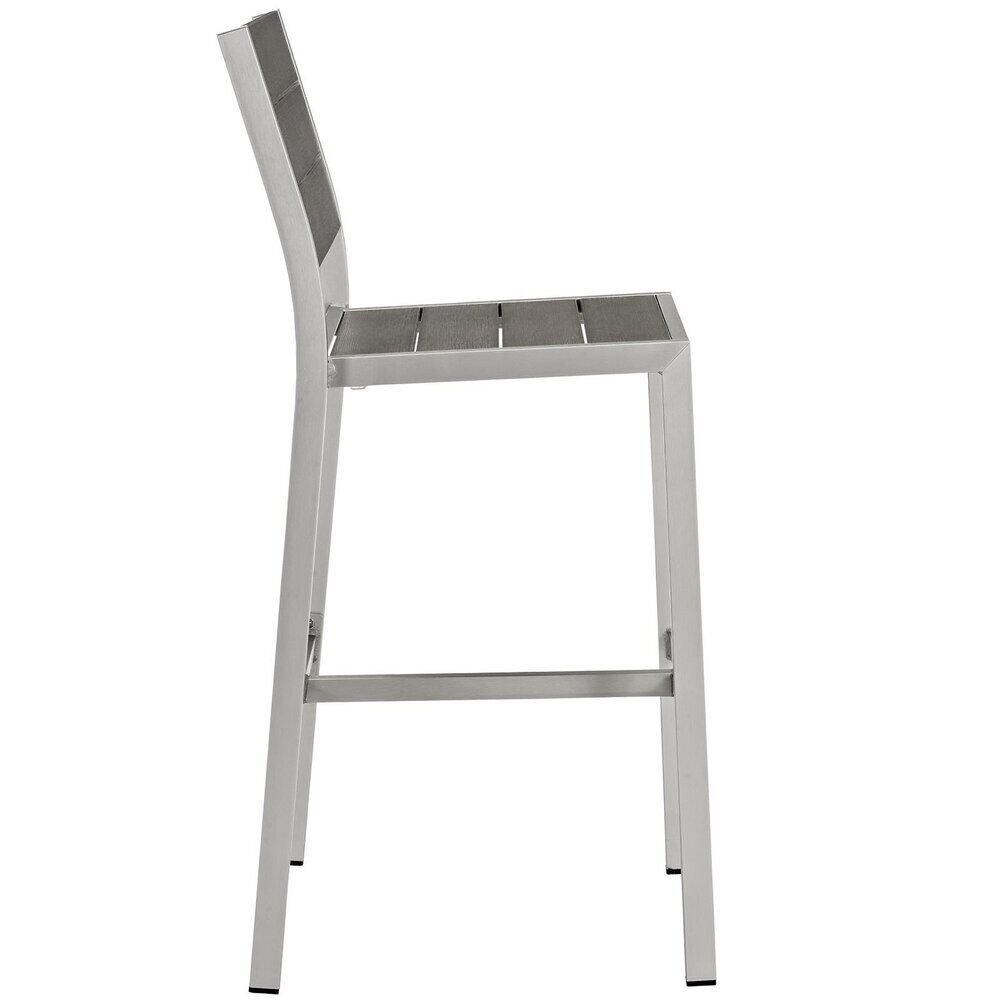 Shore Outdoor Patio Aluminum Armless Bar Stool in Silver Gray by Modway - Image 2