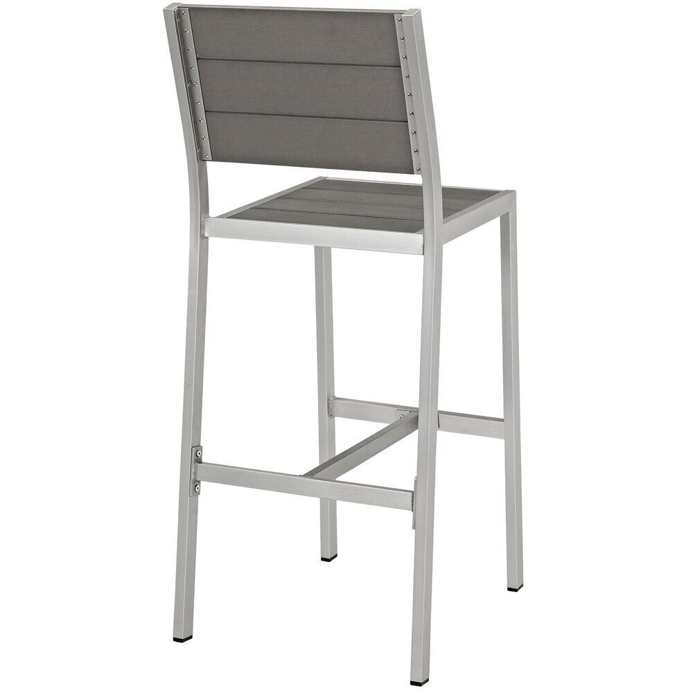 Shore Outdoor Patio Aluminum Armless Bar Stool in Silver Gray by Modway - Image 3