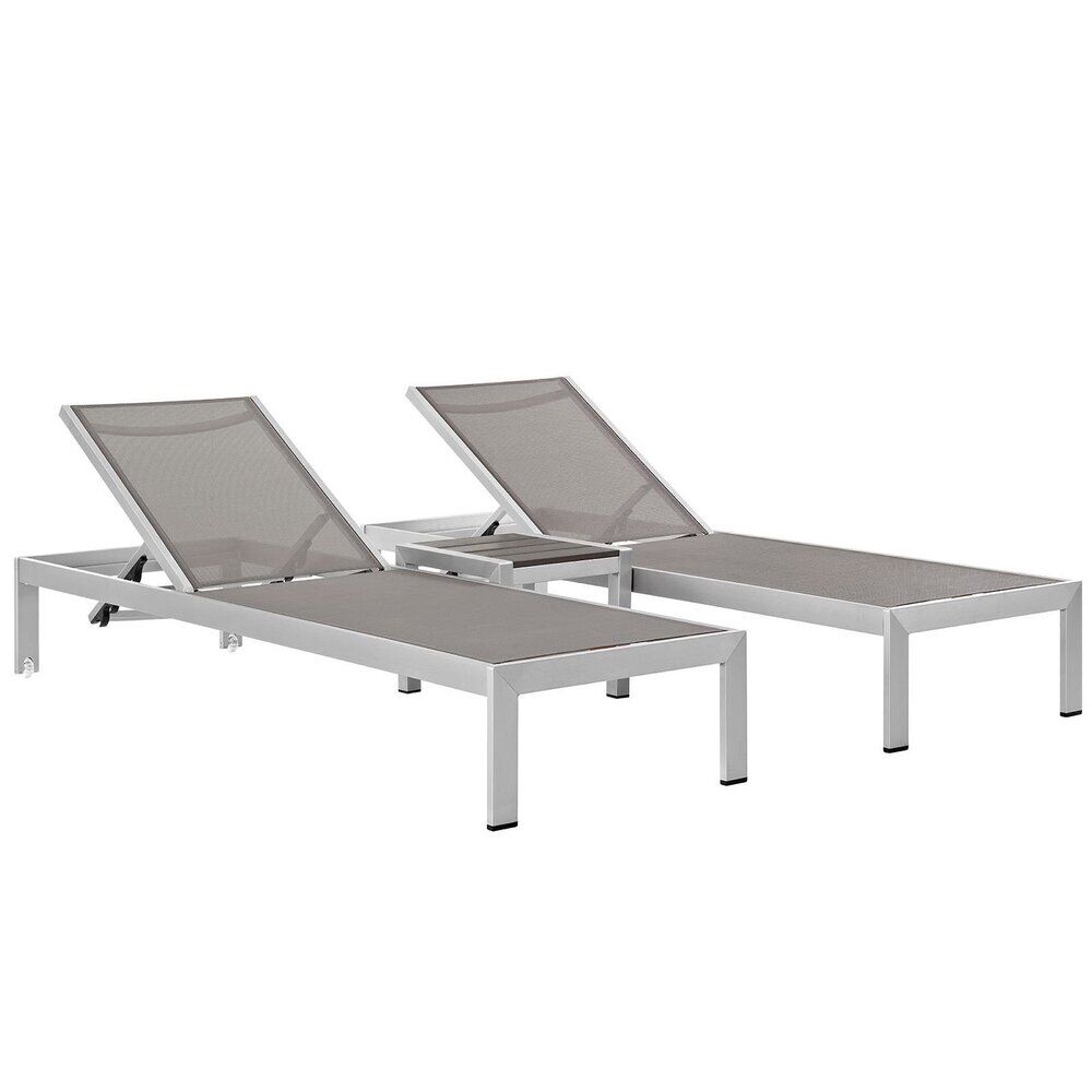Shore 3 Piece Outdoor Patio Aluminum Set in Silver Gray by Modway