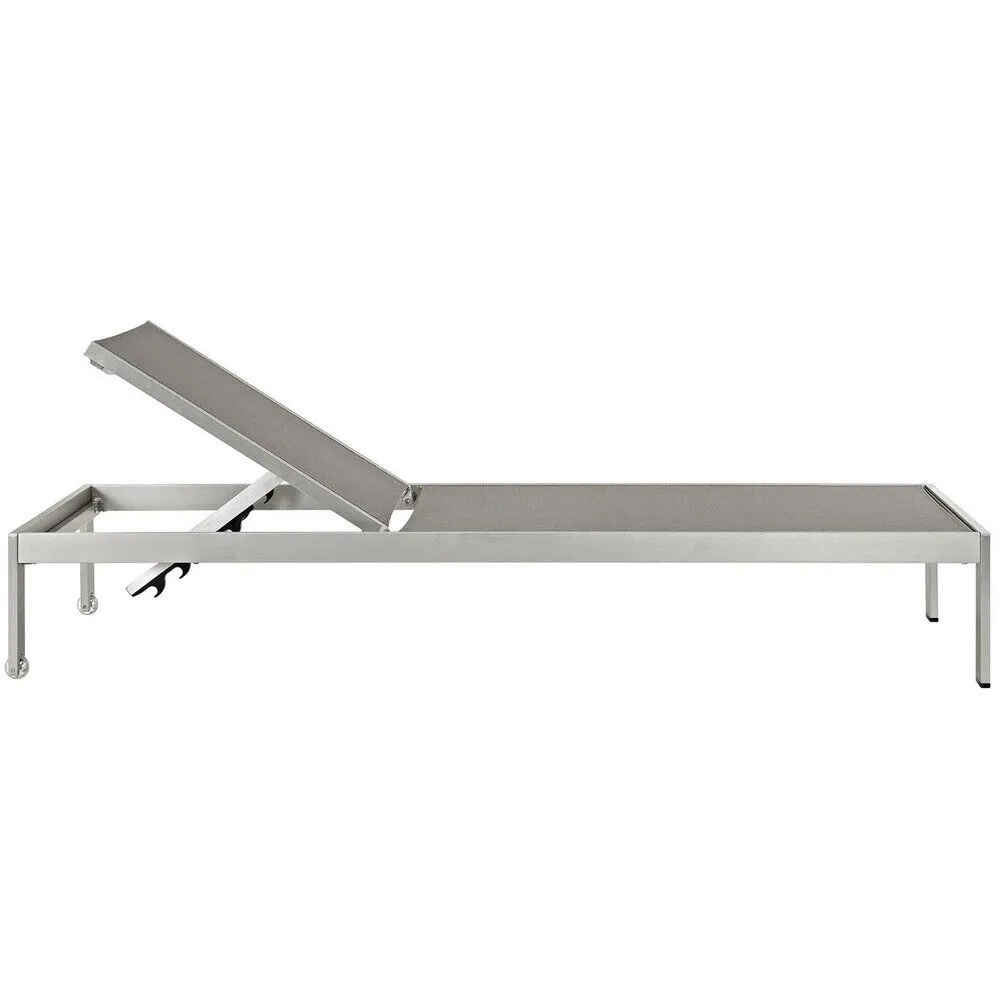 Shore Outdoor Patio Aluminum Chaise Set of 2 in Silver Gray by Modway - Image 3