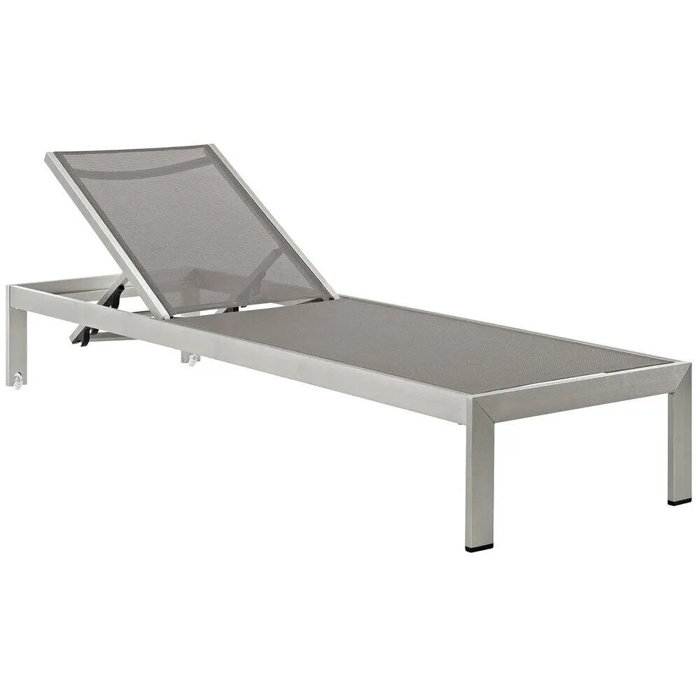 Shore Outdoor Patio Aluminum Chaise Set of 4 in Silver Gray by Modway - Image 2