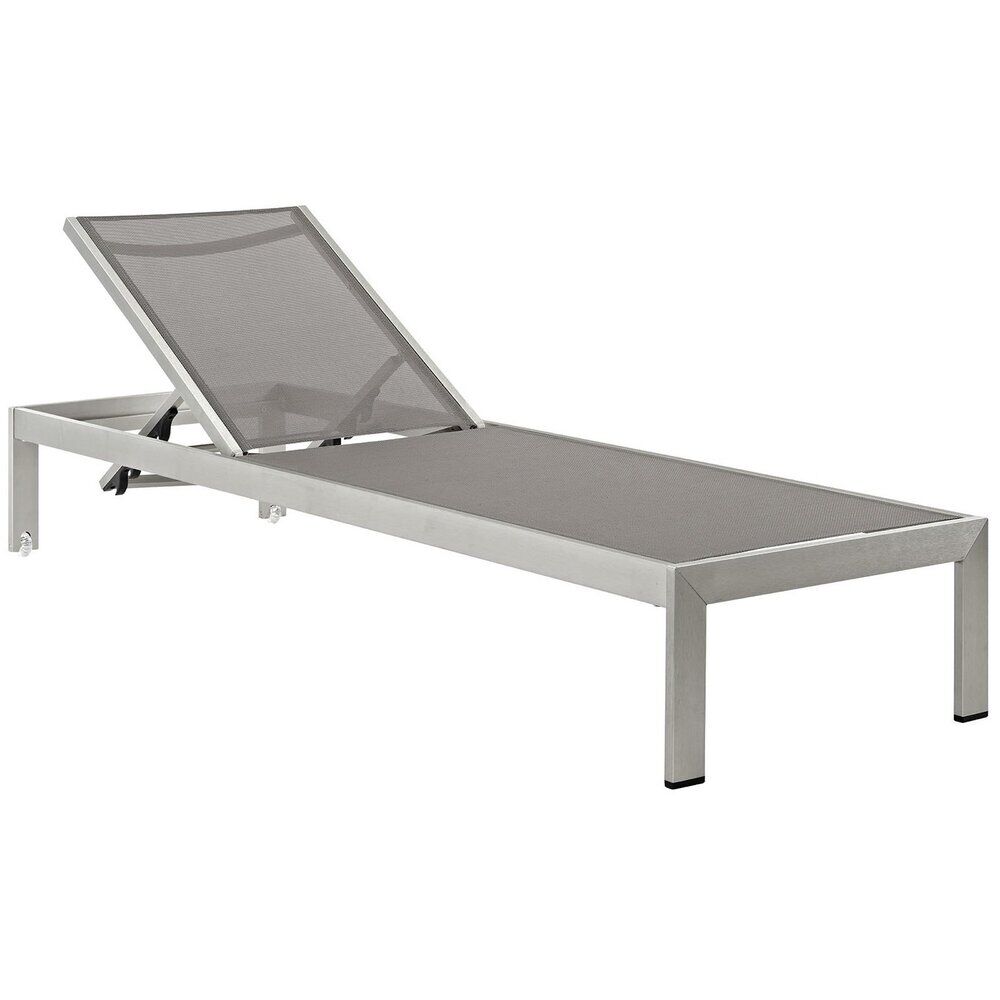 Shore Outdoor Patio Aluminum Chaise Set of 6 in Silver Gray by Modway - Image 2
