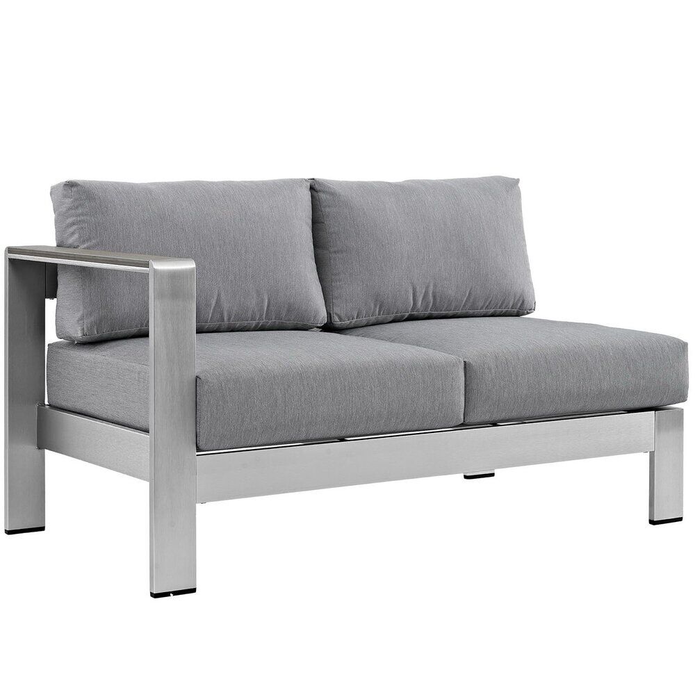 Shore 5 Piece Outdoor Patio Aluminum Sectional Sofa Set in Silver Gray by Modway - Image 2