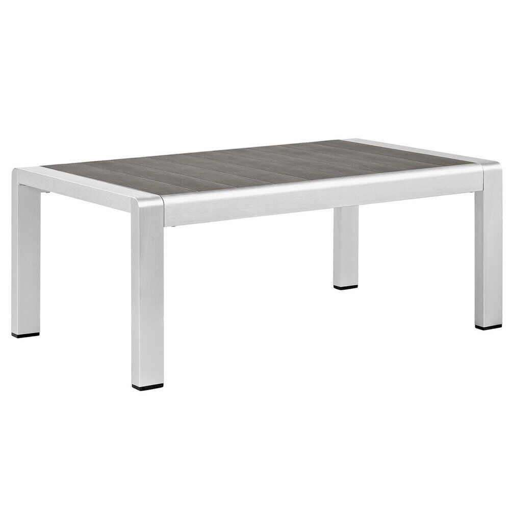Shore 5 Piece Outdoor Patio Aluminum Sectional Sofa Set in Silver Gray by Modway - Image 5