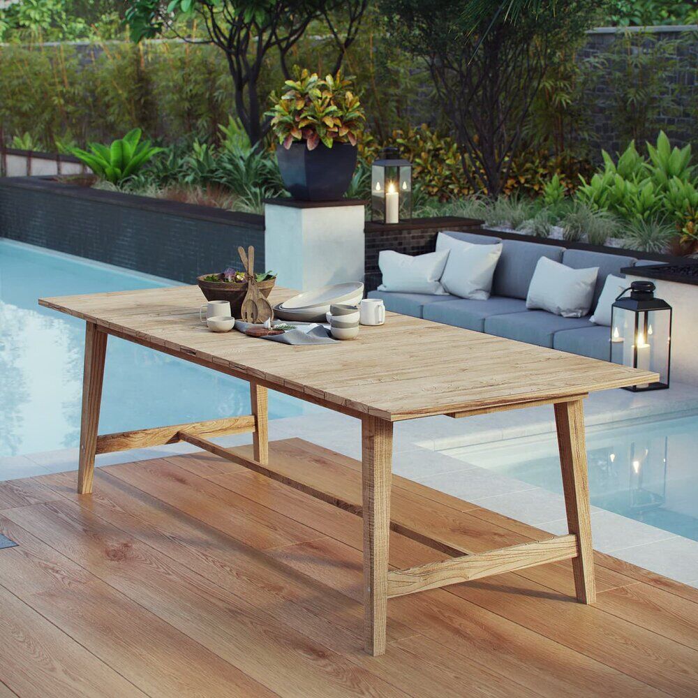 Dorset Outdoor Patio Teak Dining Table in Natural by Modway - Image 4