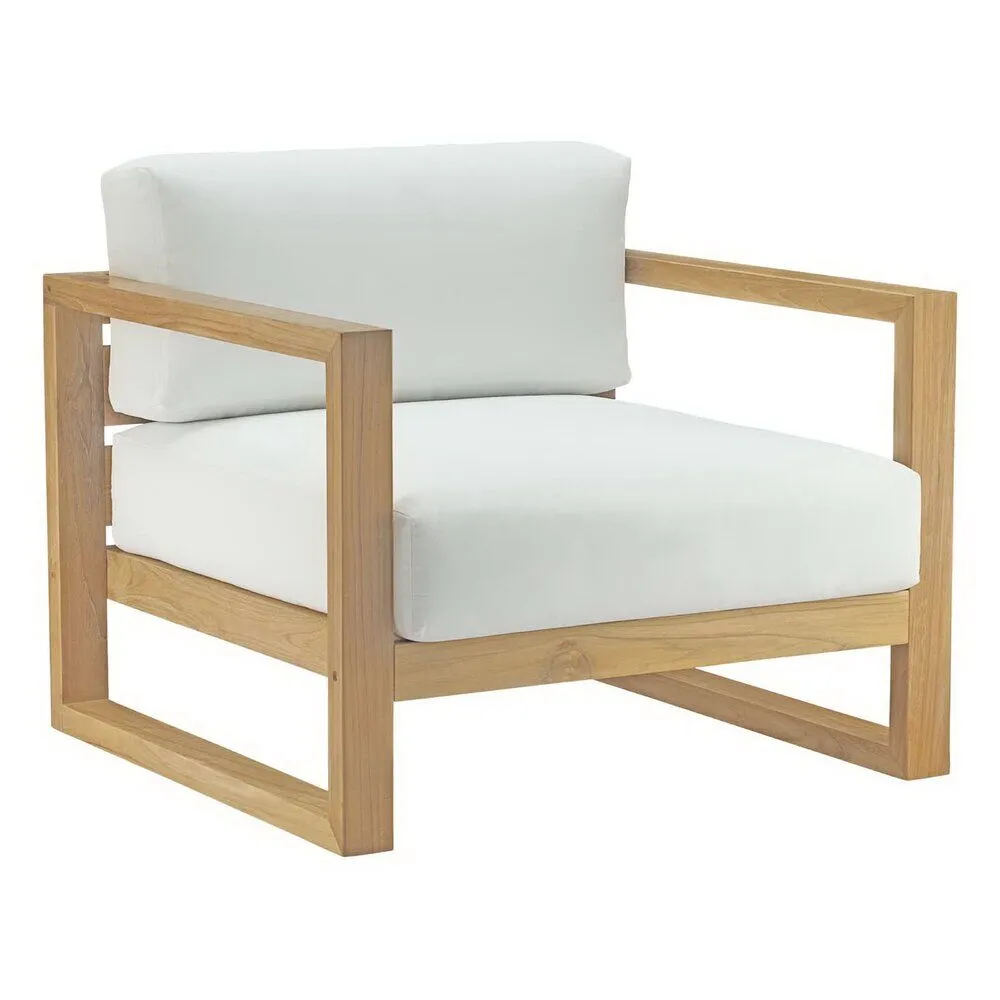 Upland 3 Piece Outdoor Patio Teak Set in Natural White by Modway - Image 2