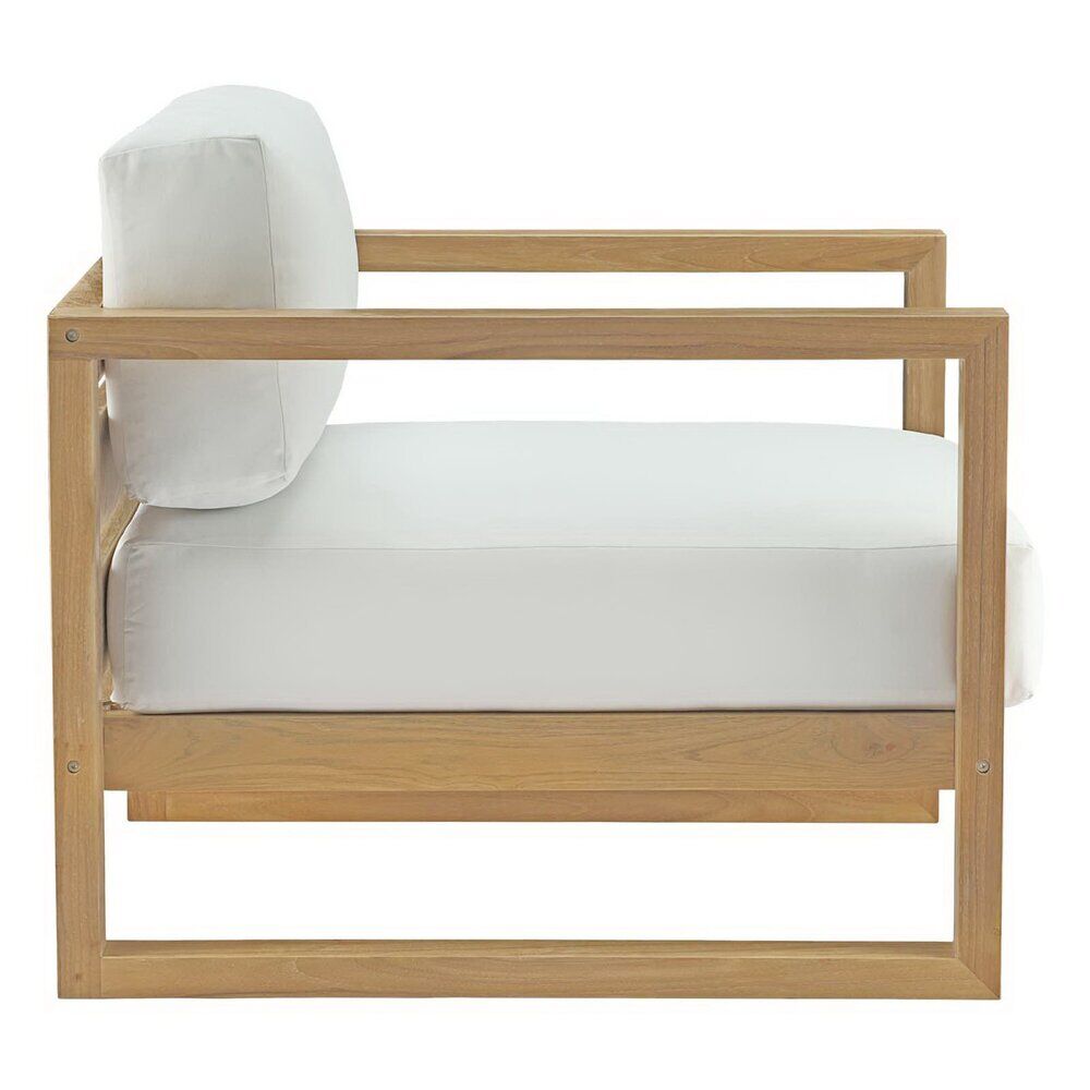 Upland 3 Piece Outdoor Patio Teak Set in Natural White by Modway - Image 3