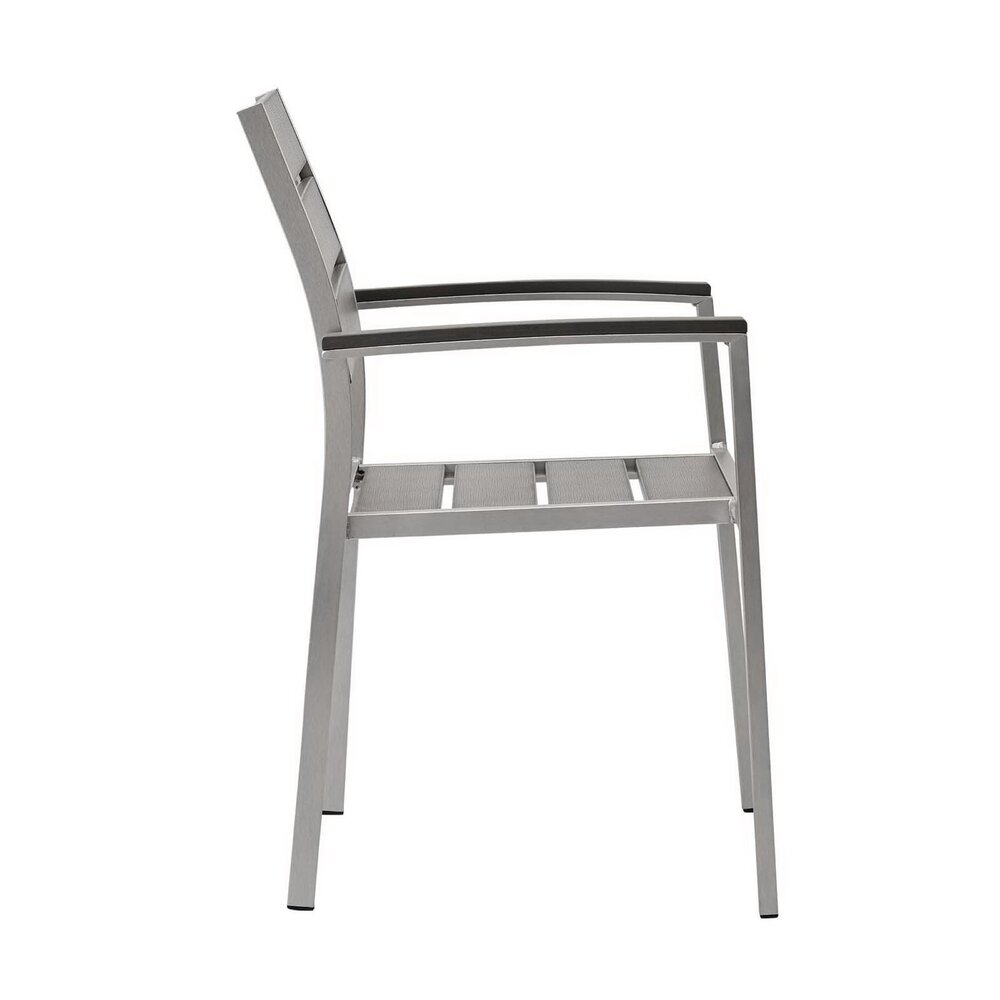 Shore Outdoor Patio Aluminum Dining Armchair in Silver Gray by Modway - Image 2