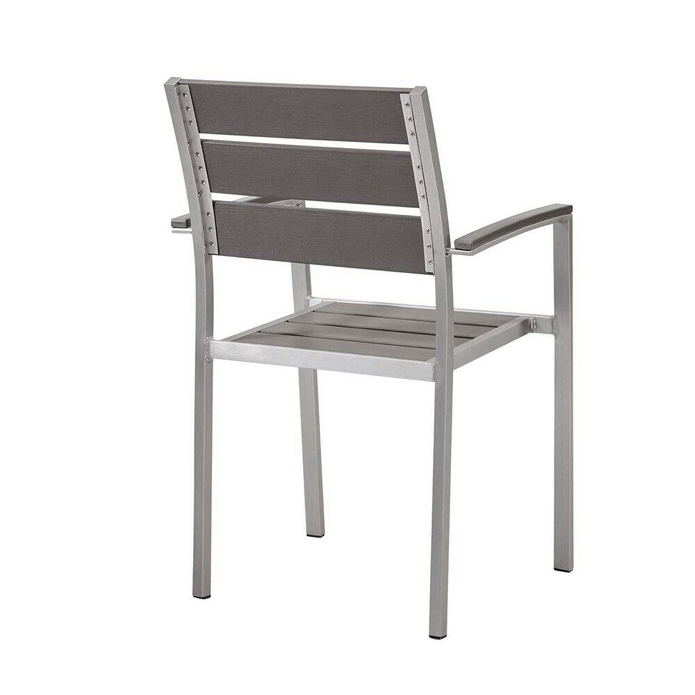 Shore Outdoor Patio Aluminum Dining Armchair in Silver Gray by Modway - Image 3
