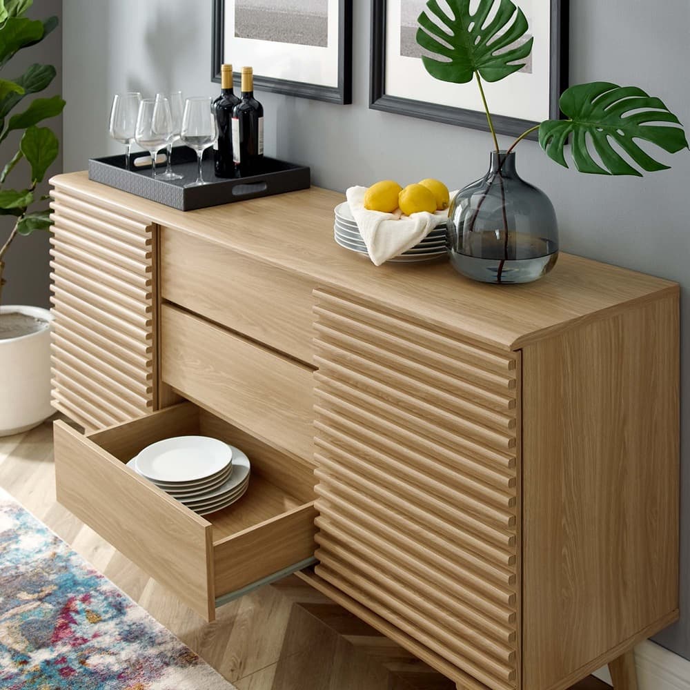 Render 63" Sideboard Buffet Table or TV Stand in Oak by Modway - Image 9