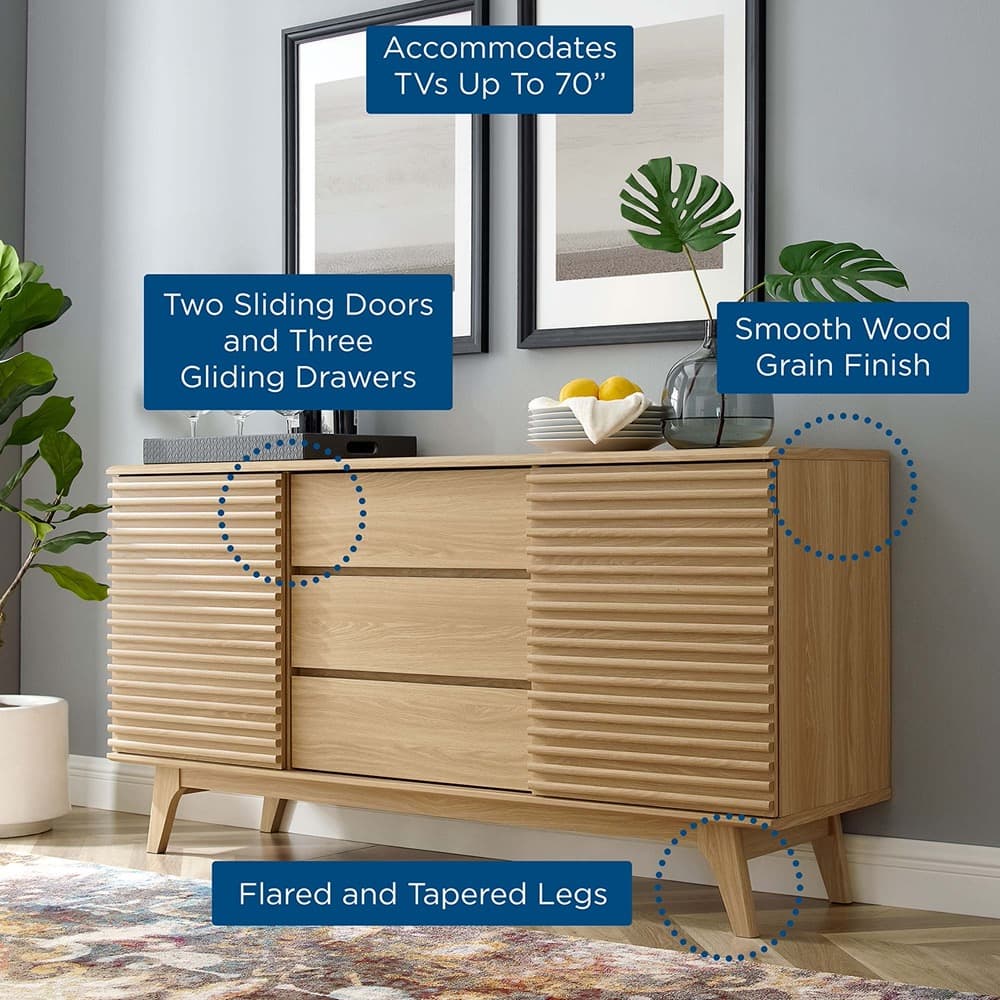 Render 63" Sideboard Buffet Table or TV Stand in Oak by Modway - Image 8