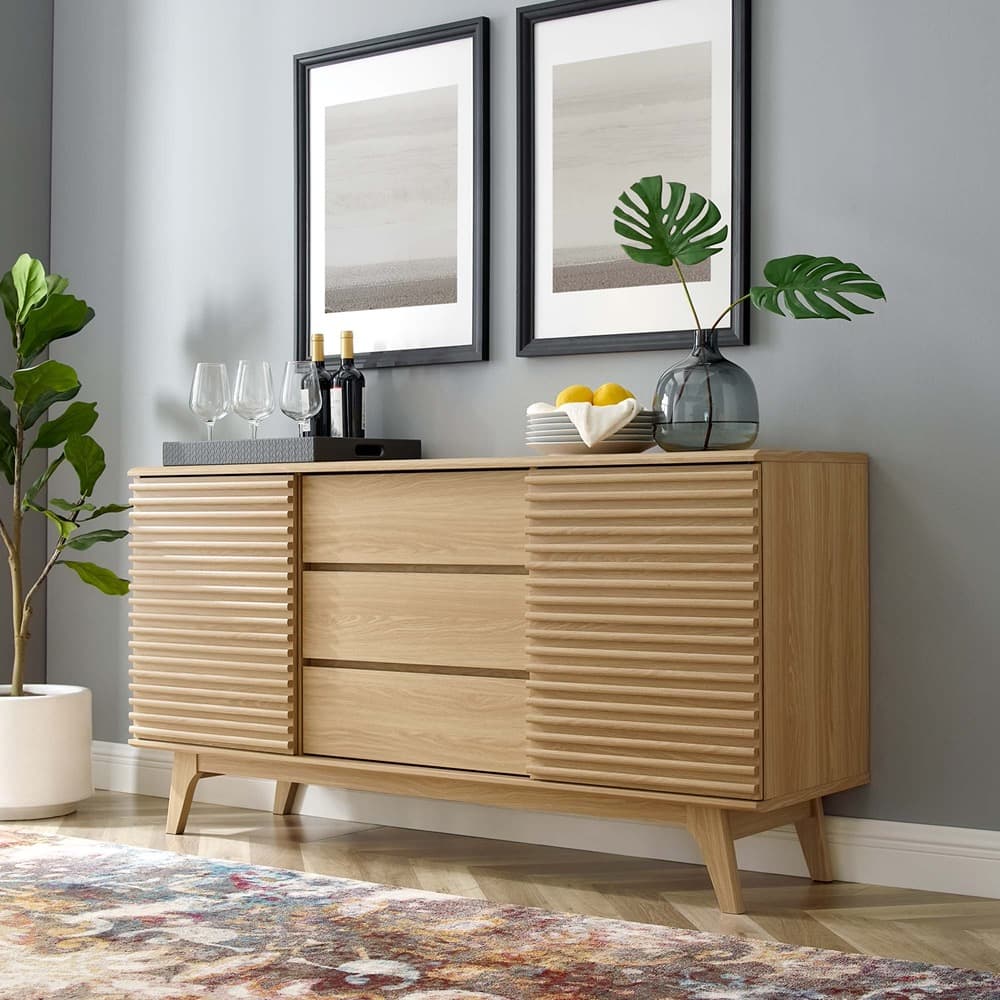 Render 63" Sideboard Buffet Table or TV Stand in Oak by Modway - Image 7