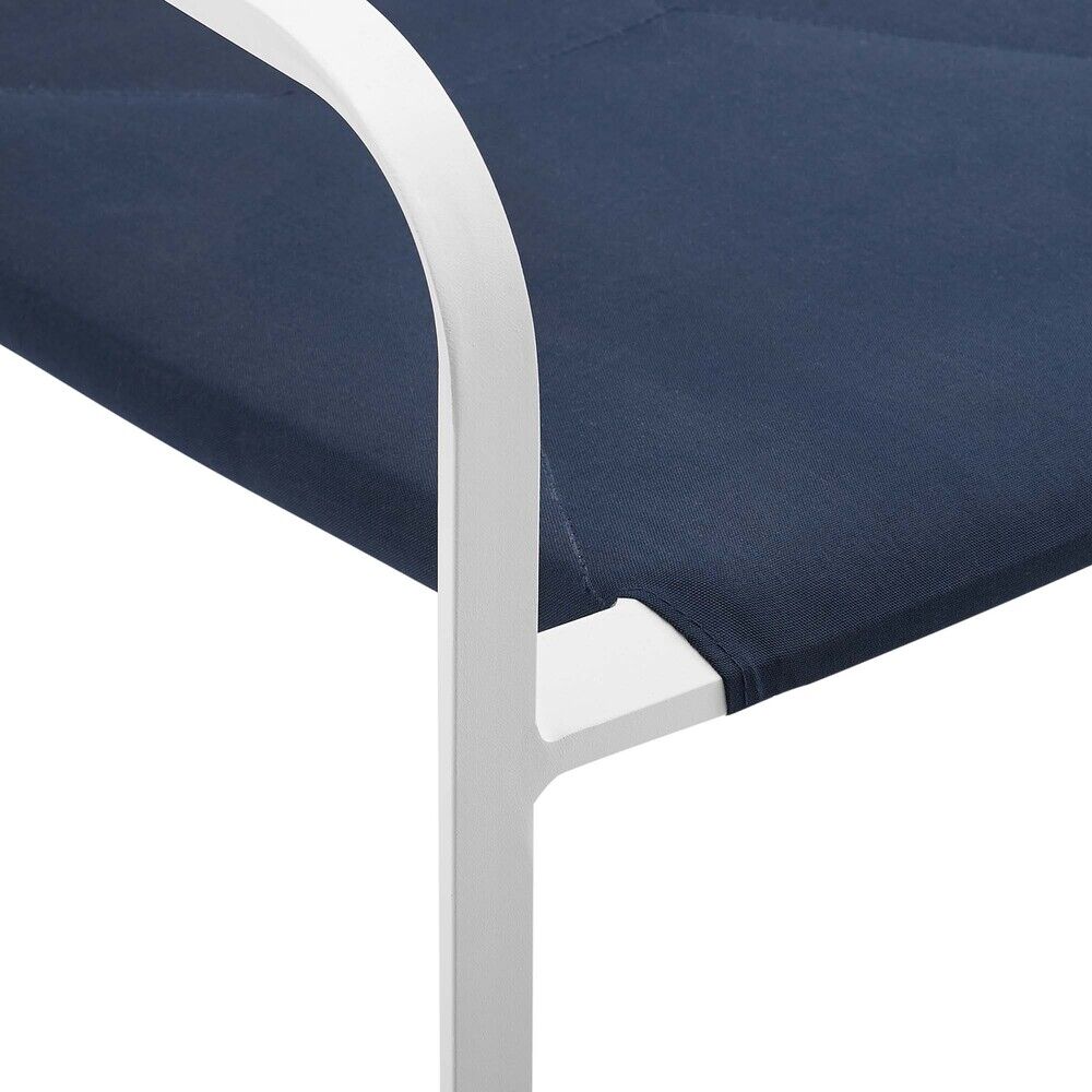 Raleigh Stackable Outdoor Patio Aluminum Dining Armchair in White Navy by Modway - Image 5