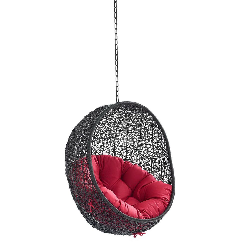 Encase Swing Outdoor Patio Lounge Chair Without Stand in Black Red by Modway
