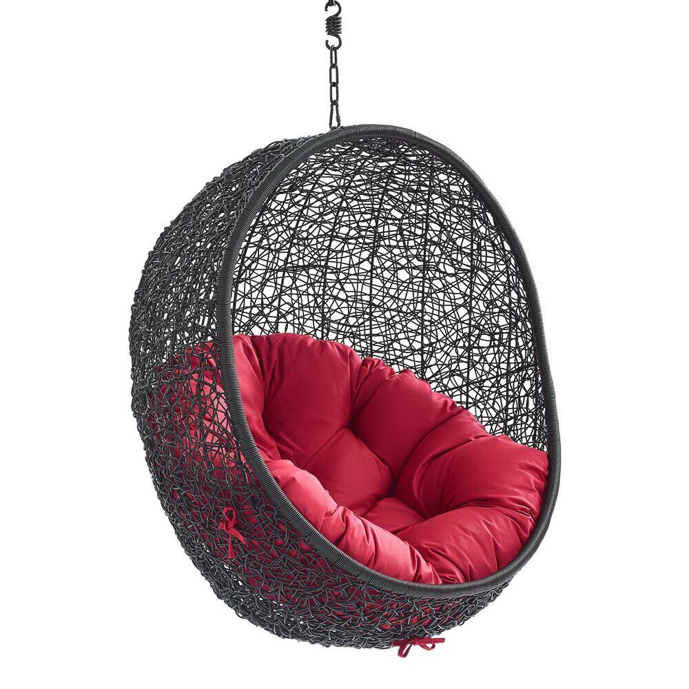 Encase Swing Outdoor Patio Lounge Chair Without Stand in Black Red by Modway - Image 2