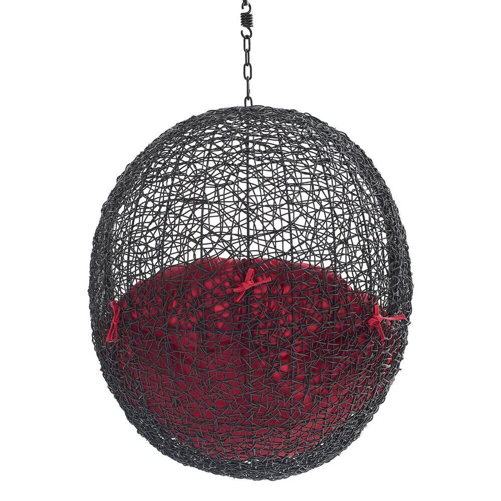 Encase Swing Outdoor Patio Lounge Chair Without Stand in Black Red by Modway - Image 4