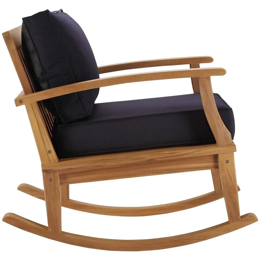 Marina Outdoor Patio Teak Rocking Chair in Natural Navy by Modway - Image 2
