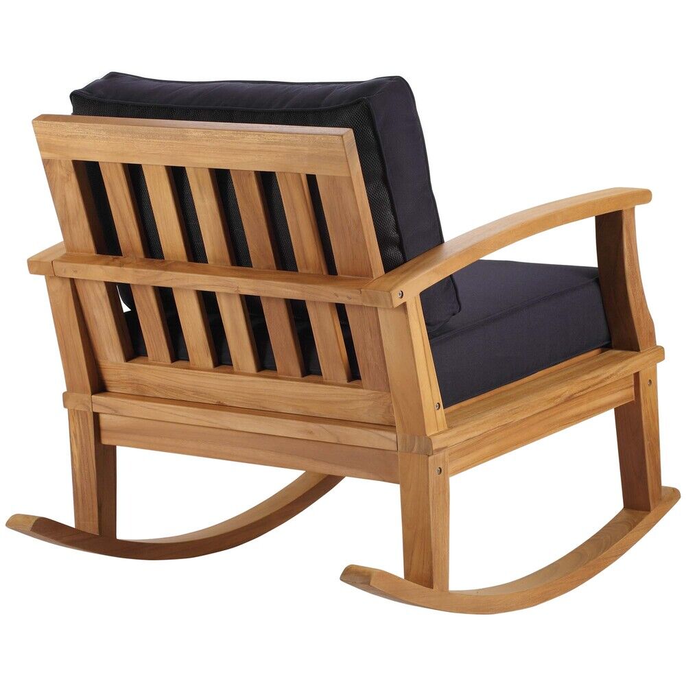 Marina Outdoor Patio Teak Rocking Chair in Natural Navy by Modway - Image 3