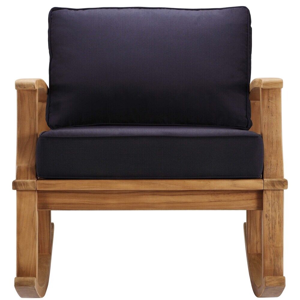 Marina Outdoor Patio Teak Rocking Chair in Natural Navy by Modway - Image 4