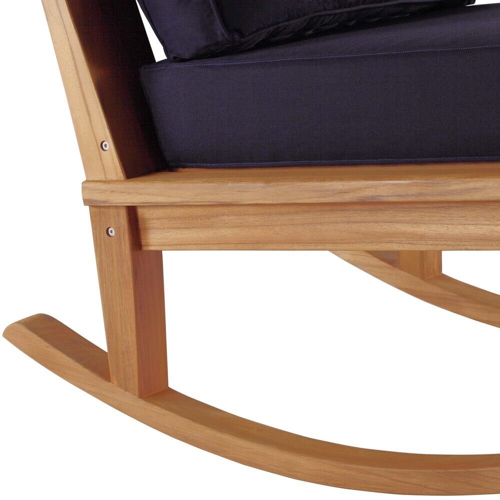 Marina Outdoor Patio Teak Rocking Chair in Natural Navy by Modway - Image 6