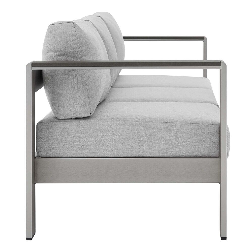 Shore Sunbrella® Fabric Aluminum Outdoor Patio Sofa in Silver Gray by Modway - Image 3