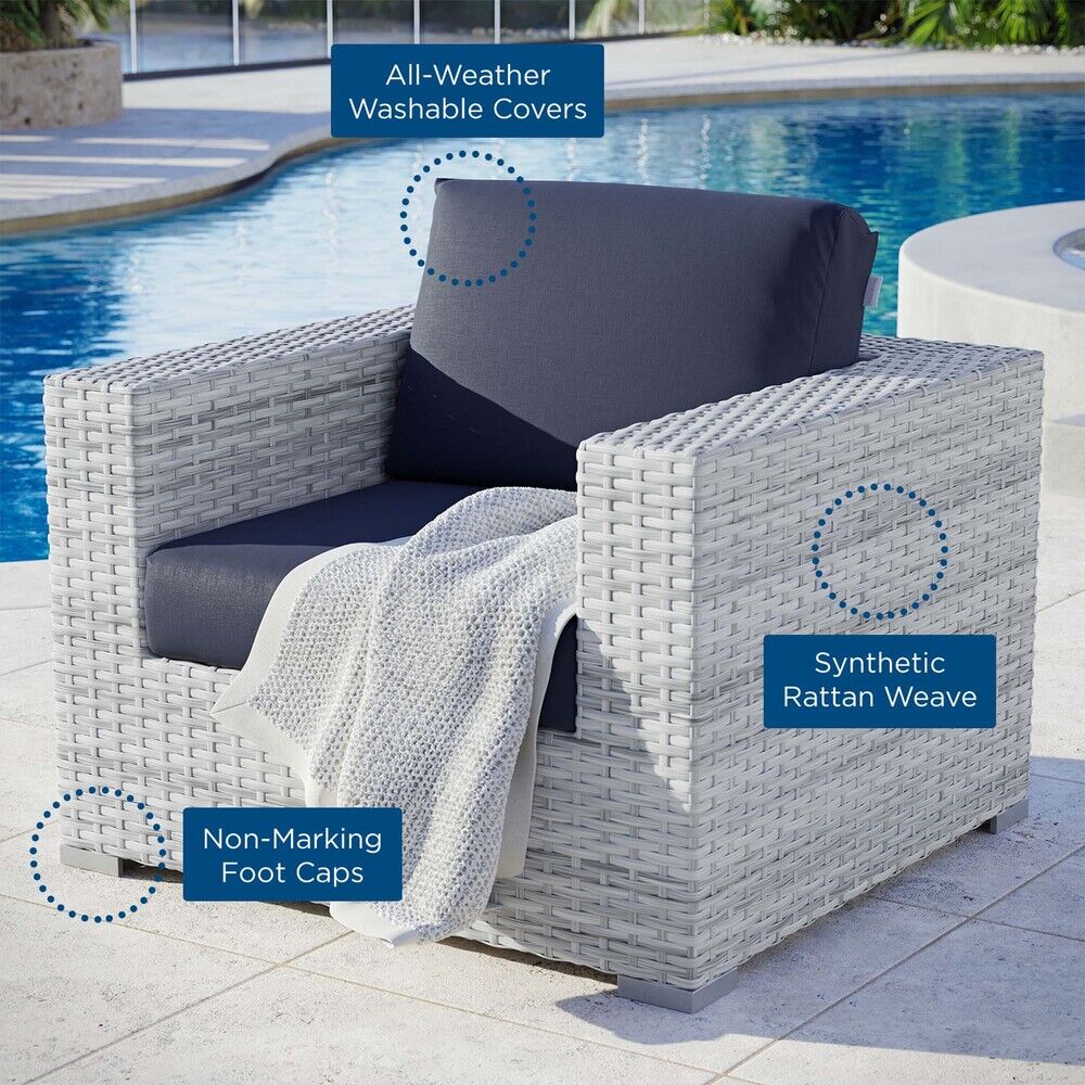 Convene Outdoor Patio Armchair in Light Gray Navy by Modway - Image 8