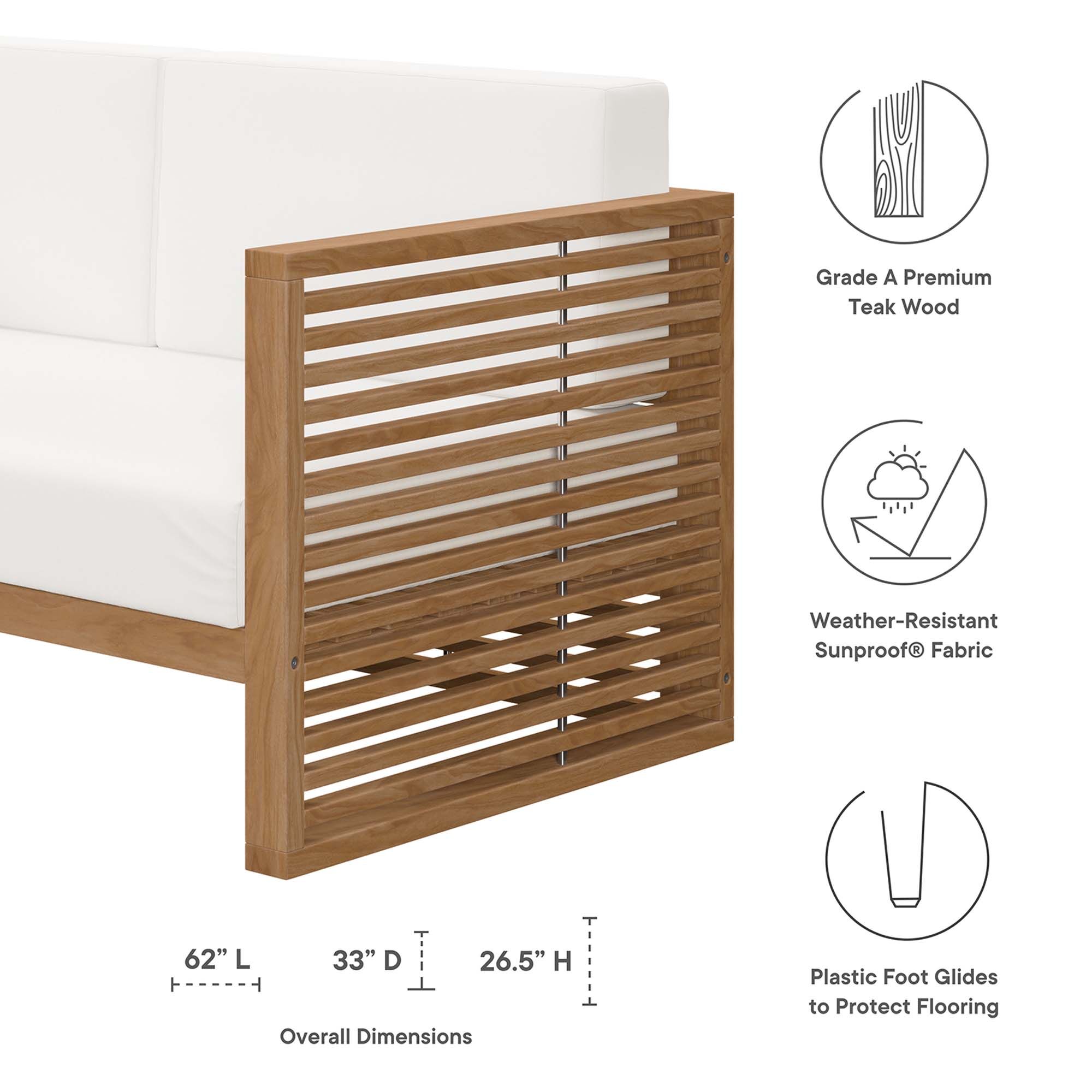 Carlsbad Teak Wood Outdoor Patio Loveseat by Modway - Image 2