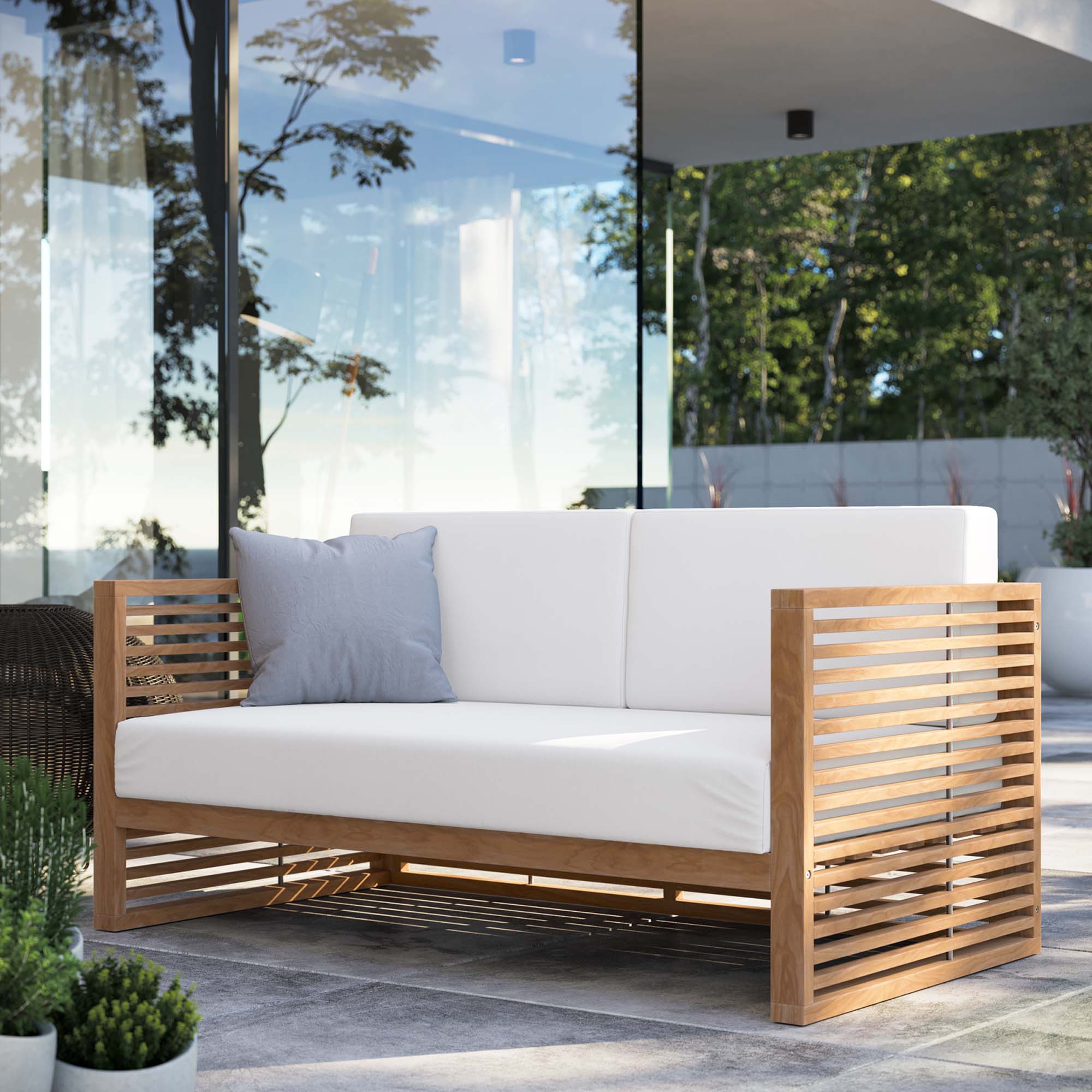 Carlsbad Teak Wood Outdoor Patio Loveseat by Modway - Image 7