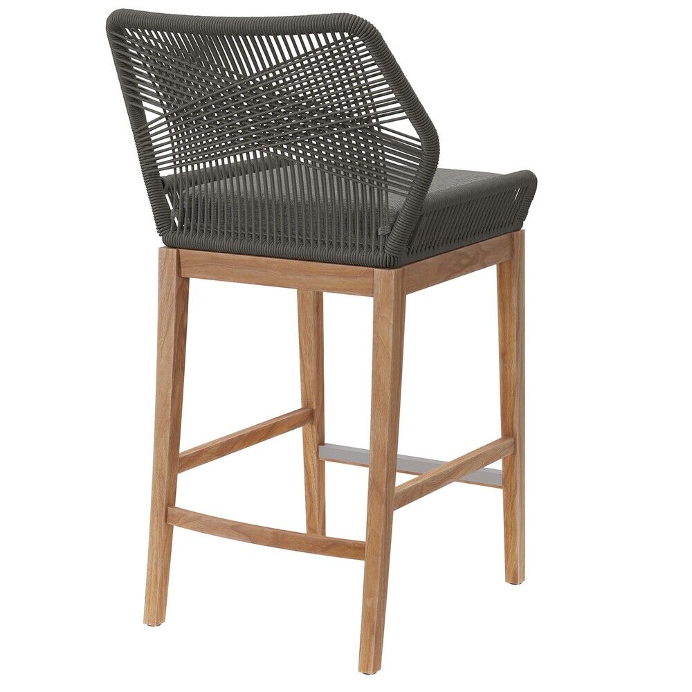 Wellspring Outdoor Patio Teak Wood Bar Stool in Gray Graphite by Modway - Image 4