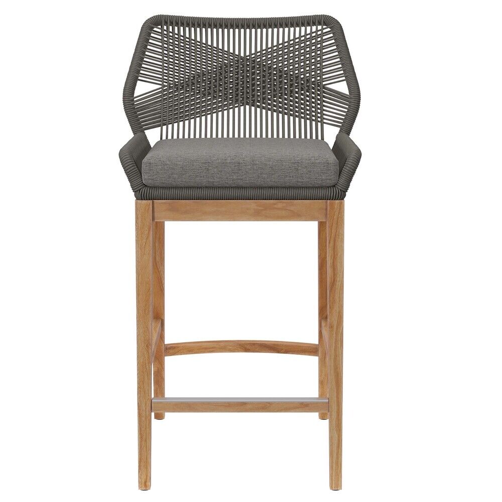 Wellspring 3-Piece Outdoor Patio Teak Wood Bar Set in Gray Graphite by Modway - Image 10