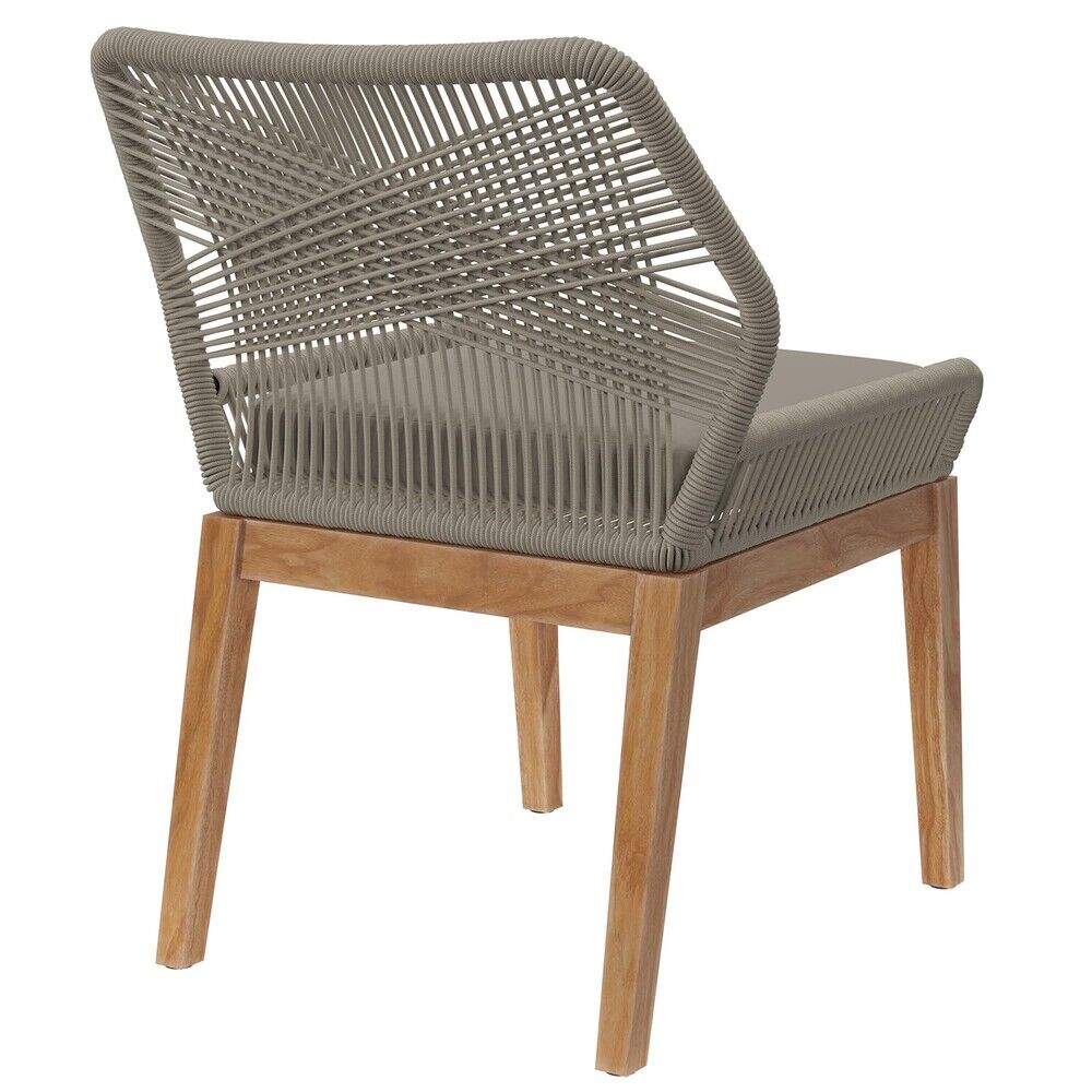 Wellspring Outdoor Patio Teak Wood Dining Chair in Light Gray Greige by Modway - Image 4