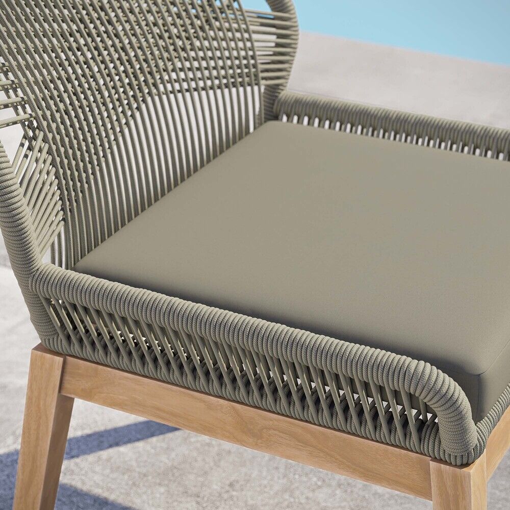 Wellspring Outdoor Patio Teak Wood Dining Chair in Light Gray Greige by Modway - Image 7