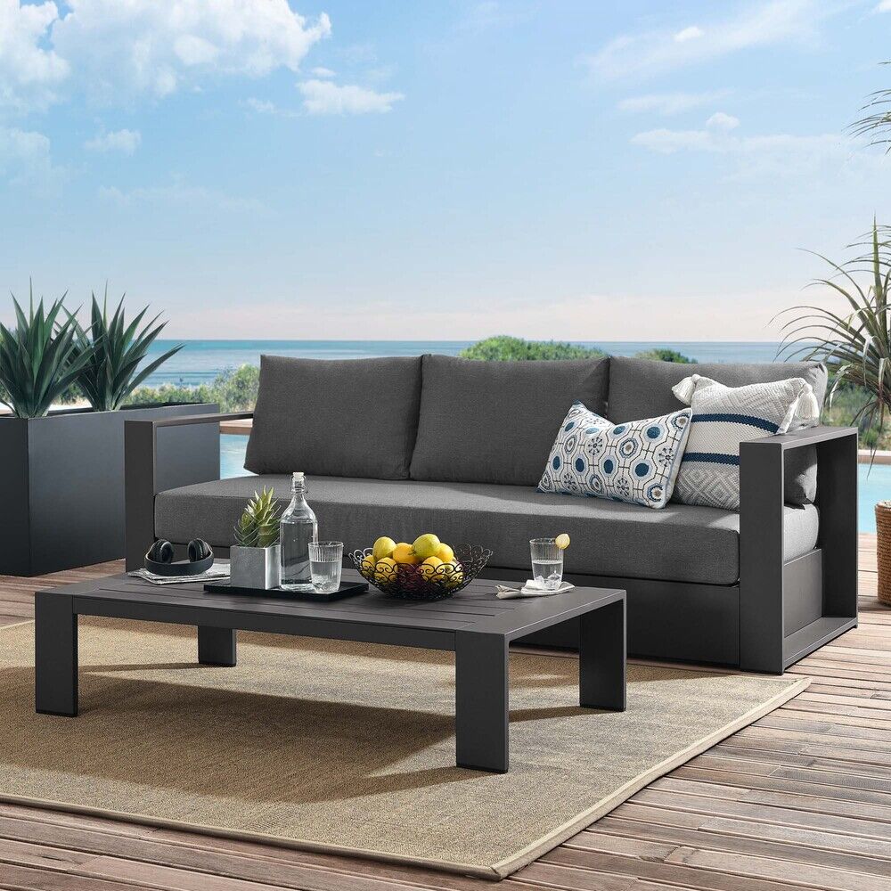 Tahoe 2-Piece Outdoor Patio Powder-Coated Aluminum Set in Gray Charcoal by Modway - Image 10
