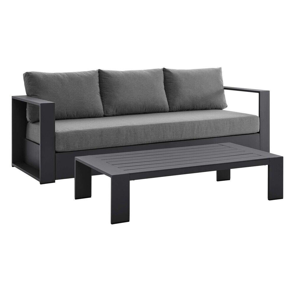 Tahoe 2-Piece Outdoor Patio Powder-Coated Aluminum Set in Gray Charcoal by Modway