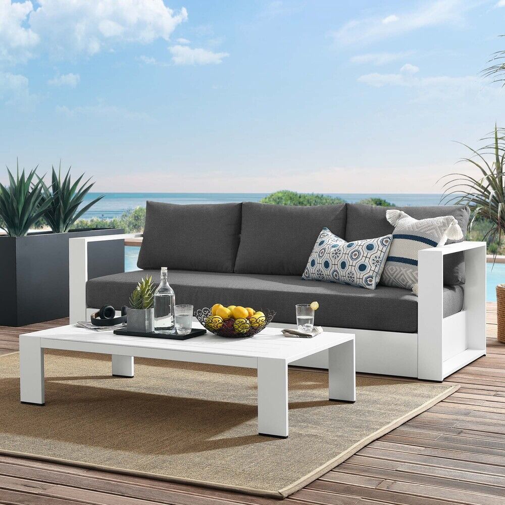 Tahoe 2-Piece Outdoor Patio Powder-Coated Aluminum Set in White Charcoal by Modway - Image 10