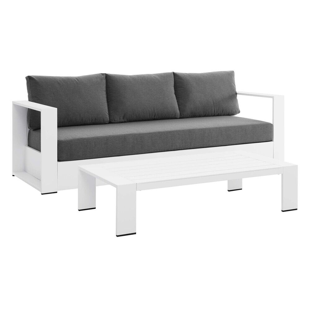 Tahoe 2-Piece Outdoor Patio Powder-Coated Aluminum Set in White Charcoal by Modway