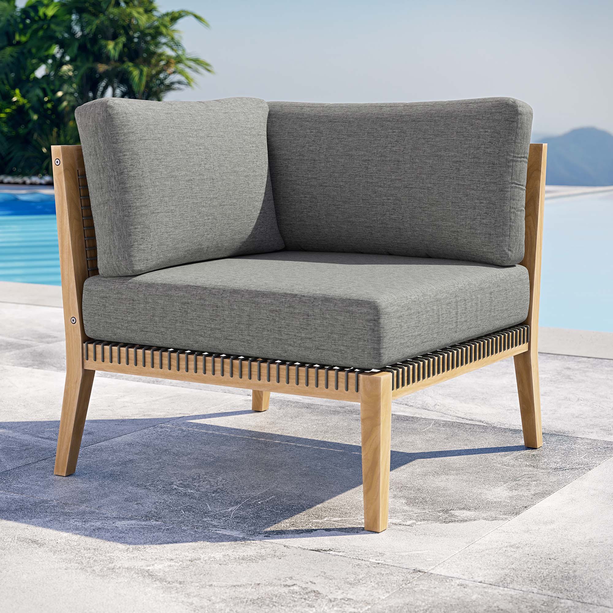 Clearwater Outdoor Patio Teak Wood Corner Chair by Modway - Image 6